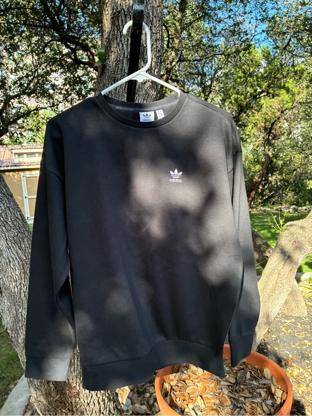 Adidas Black Youth Size 14 Large Trefoil  Crewneck Sweatshirt